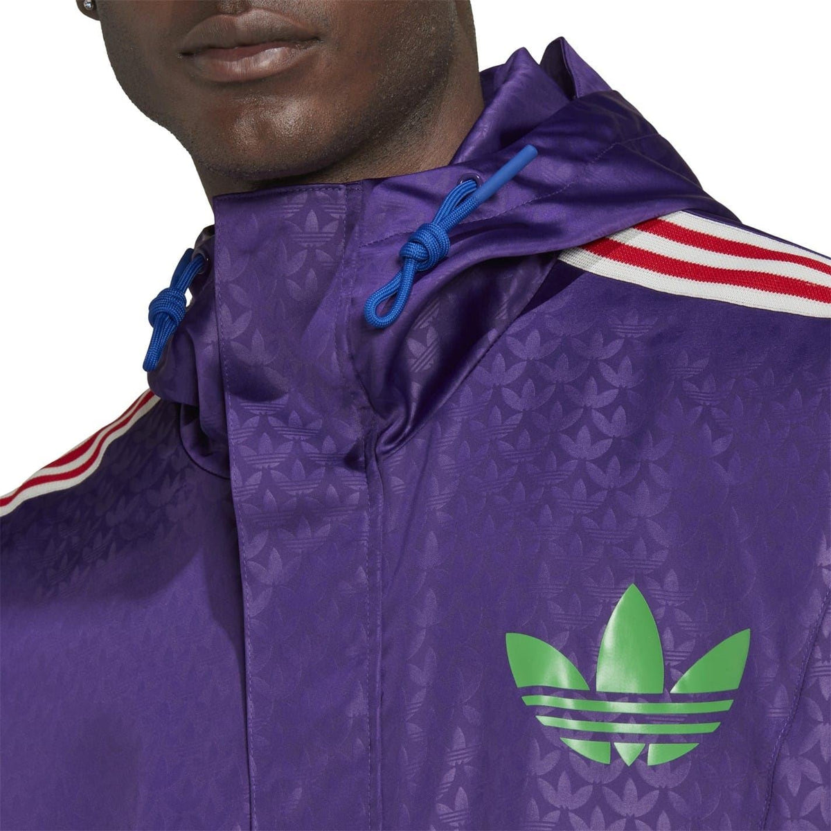 adidas Originals hooded relaxed fit windbreaker jacket, lightweight coat with front zipper and adjustable hood, casual outdoor wear