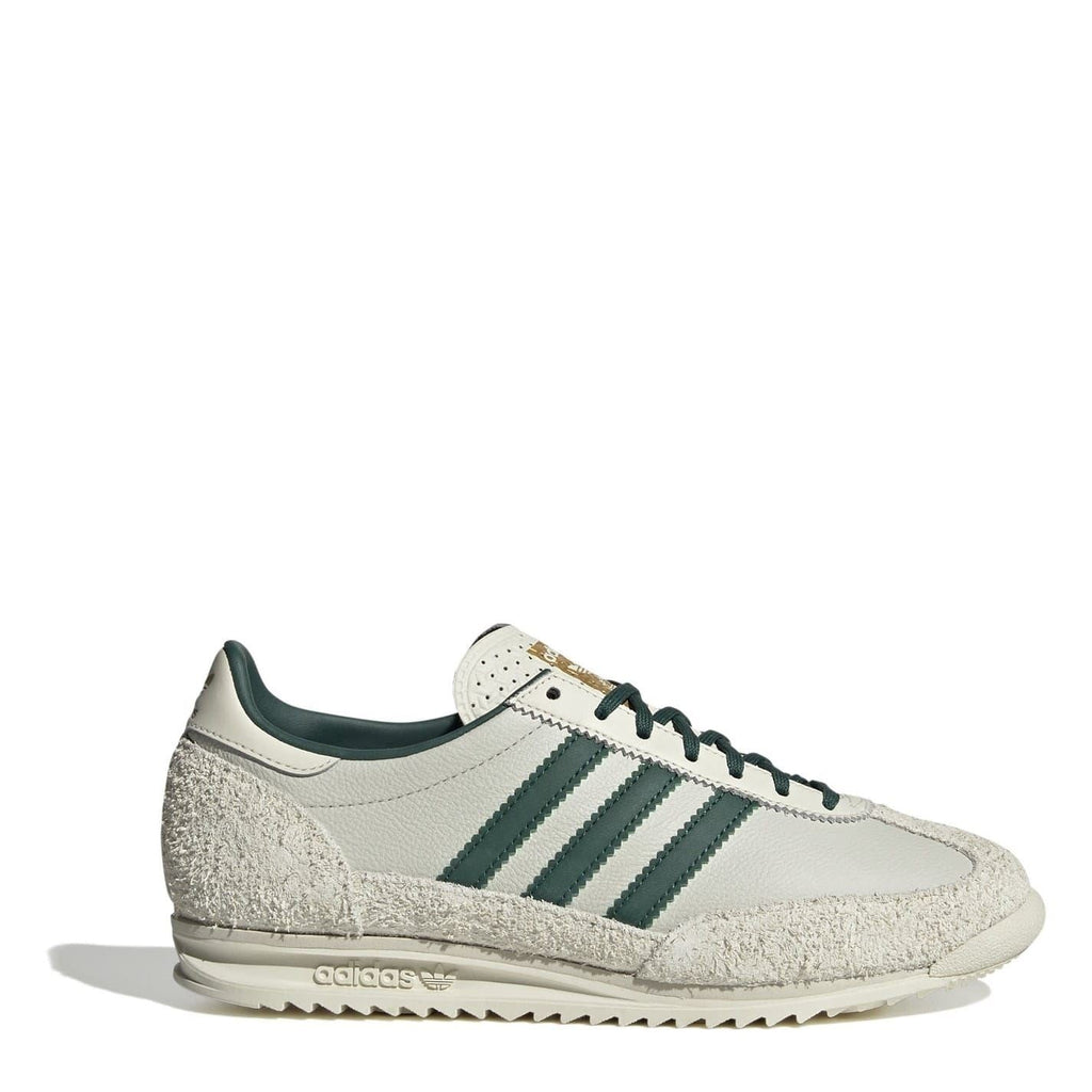 adidas Originals Sl72 shoes in white with navy accents, classic low-top footwear with laces and retro design