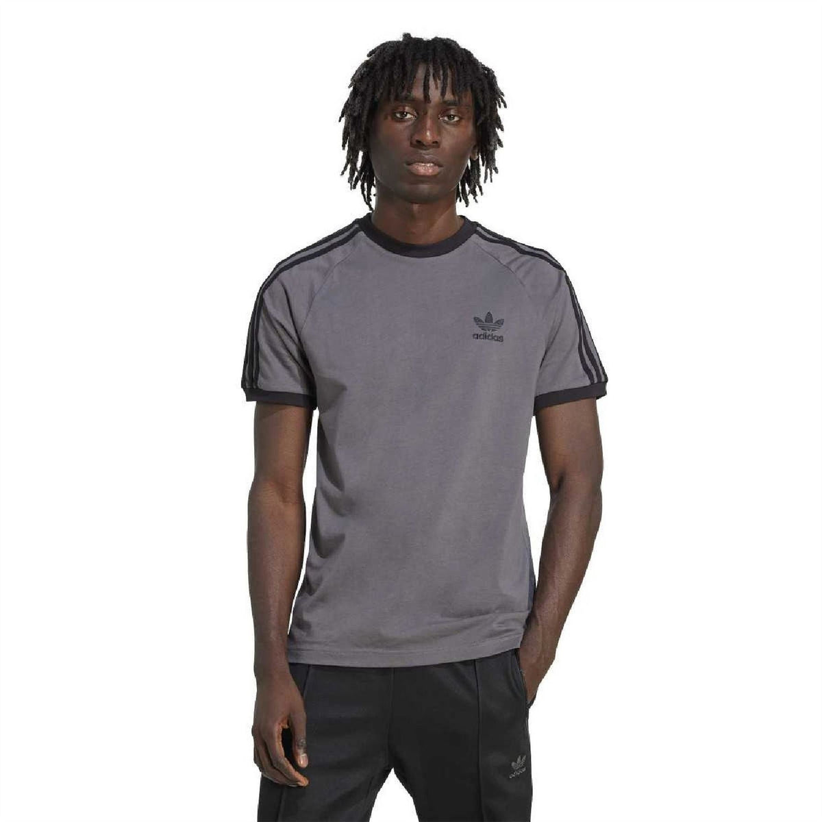 adidas Originals Adicolor Classics 3-Stripes T-shirt in white with blue and red stripes on the chest, crew neck and short sleeves