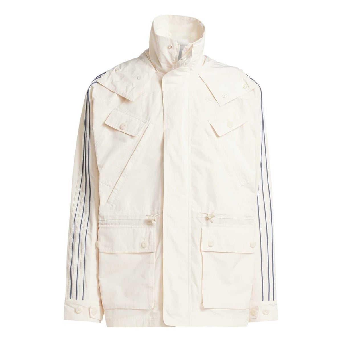 adidas Originals windbreaker jacket with external pocket, black lightweight coat with logo detail, suitable for casual outdoor wear