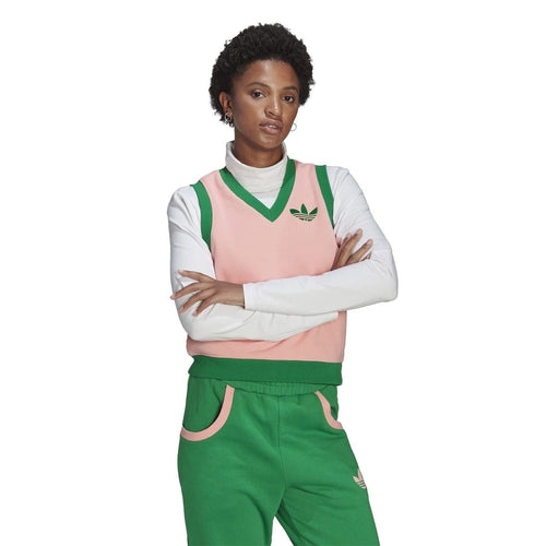 adidas Originals Adicolour 70s sweater vest featuring vibrant color block design and classic sleeveless style, perfect for retro-inspired outfits