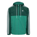 adidas Originals woven full-zip windbreaker jacket with hood, lightweight coat featuring zip closure and sporty design.